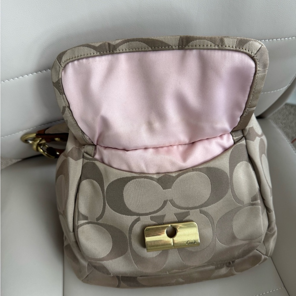 COACH Beige Signature Canvas and Leather Kristin Hobo Purse - Picture 11 of 13